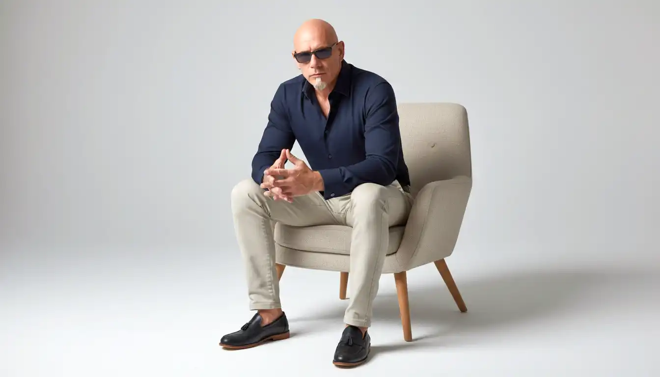 Eine dramatische Schwarz-Weiß-Fotografie, die eine Silhouette eines Mannes (Hakan) zeigt, der vor einem Mischpult steht und auf eine hell erleuchtete Bühne blickt. Die Lichter der Scheinwerfer bilden einen Kontrast zu den technischen Reglern im Vordergrund. Das Bild symbolisiert die Verbindung von kreativer Vision und technischer Kontrolle.